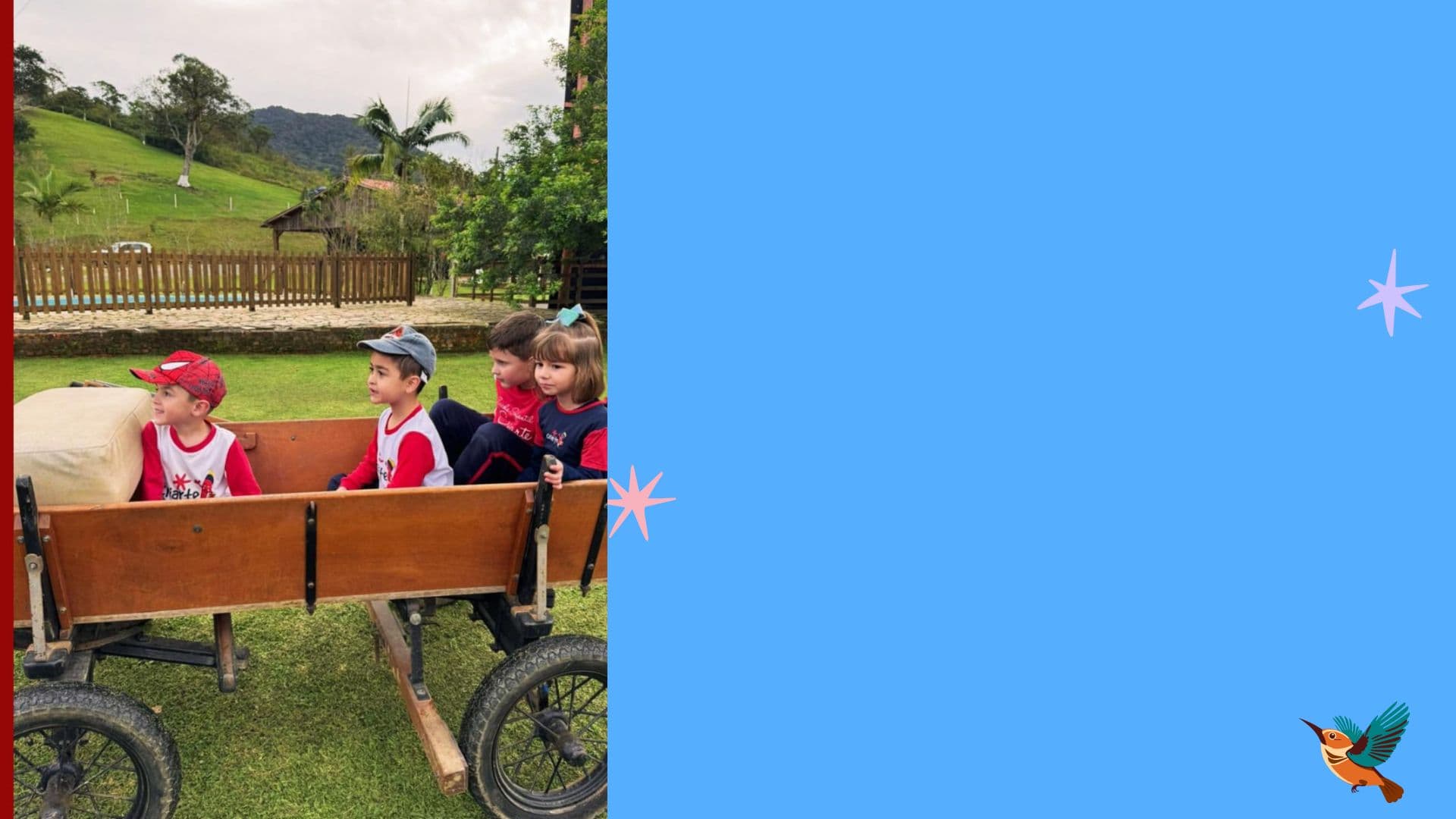 Crianças em atividade ao ar livre na Criarte